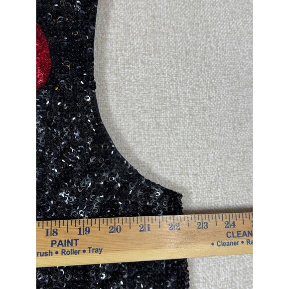 Vintage JC Women's XXL Black Handmade Sequin Cowboy Button Front Western Vest - Picture 4 of 8